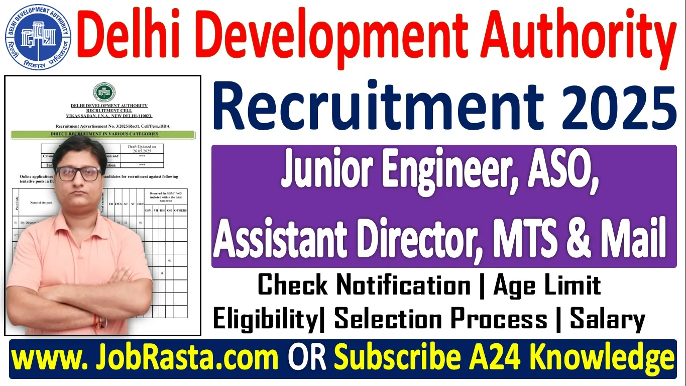 DDA Recruitment 2025 Notification Out for 1383 Posts