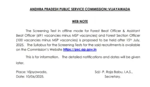APPSC Forest FBO FSO Admit Card Exam Date 2025