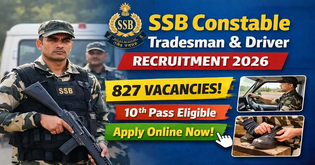 SSB Constable Tradesman & Driver Recruitment 2026 – 827 vacancy tradewise SSB Constable Tradesman & Driver Recruitment 2026 – 827 vacancy tradewise